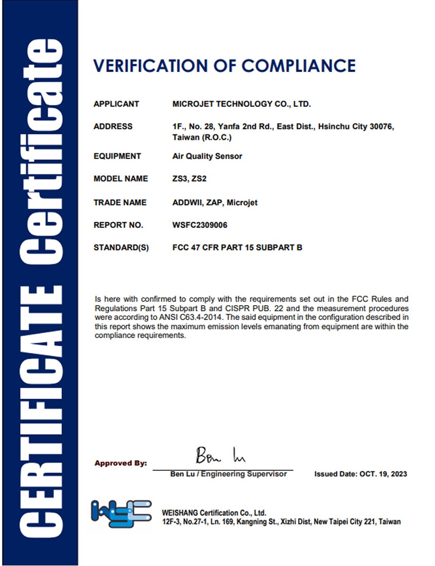 FCC 47 CFR PART 15 SUBPART B Verification